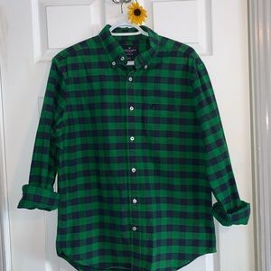 American Egel Green Plaid Button Up